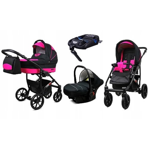BabyLux® Kinderwagen Set 4 in 1 - Largo - incl. Babywanne, Buggy Sportsitz, Auto-Babyschale, ISOFIX-Basisstation - Autositz - Kinderwagenset - Kombikinderwagen mit Wickeltasche usw.