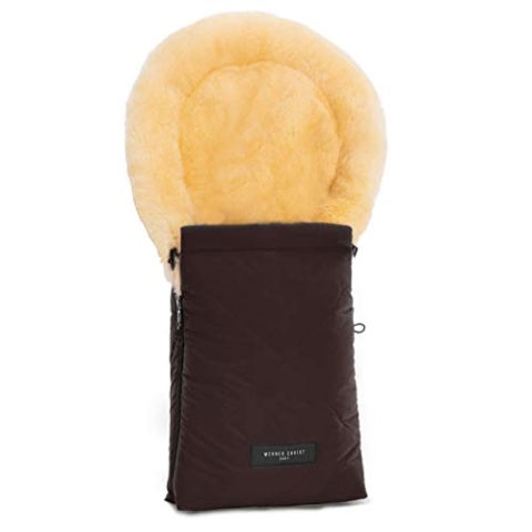 WERNER CHRIST BABY, Lammfell-Fußsack OSLO für Babywanne – Winterfußsack aus medizinischem Fell (ab 0 bis 6 Monate) für Tragetasche, Babyschale, Kinderwagen, in Chocolate (braun)