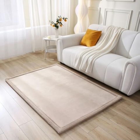 Wolkenweiche Spielmatte Baby 170x120x2,5cm, beige – Kinderzimmer Teppich mit hochwertigem Memory-Schaum – Krabbelmatte Baby mit Rutschfester Unterseite – Krabbeldecke, Kinderteppich, Tatami Matte