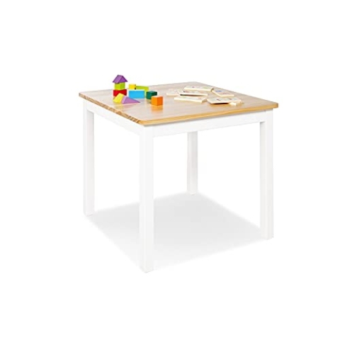 PINOLINO Kindertisch Fenna, aus massivem Holz, Tischhöhe 51 cm, für Kinder von 2 – 7 Jahren, weiß und klar lackiert