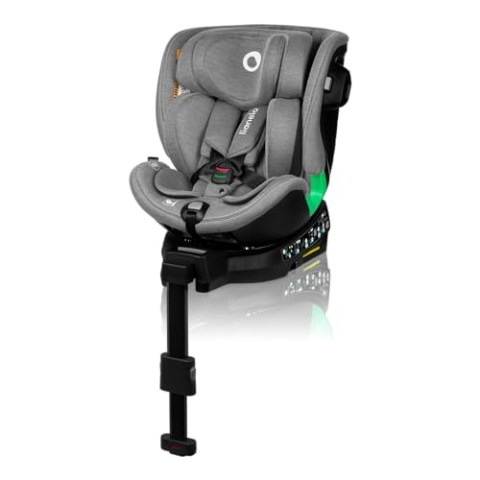 LIONELO HARMONY I-SIZE Drehbarer Kindersitz 360° für Kinder von 40-150 cm, Montage mit ISOFIX + Stabilisierungsbein, Kopfstützen- und Rückenverstellung, Dri-Seat Reduktionseinlage