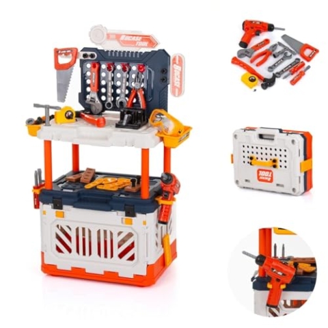 Chipolino 4 in 1 Kinder-Werkbank, 90-teiliges Spielwerkzeugset, Lichteffekte, Farbe:bunt