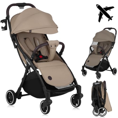 LIONELO Julie One Buggy Kinderwagen bis 22 kg, verstellbare Rückenlehne und Fußstütze, Moskitonetz, Beinwärmer, Getränkehalter und Transporttasche, zusammenklappbar
