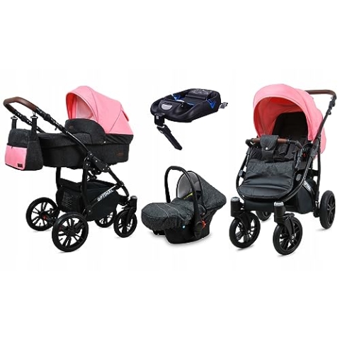 BabyLux® Kinderwagen Set 4 in 1 - Optimal - incl. Babywanne, Buggy Sportsitz, Auto-Babyschale, ISOFIX-Basisstation - Autositz - Kinderwagenset - Kombikinderwagen mit Wickeltasche usw.