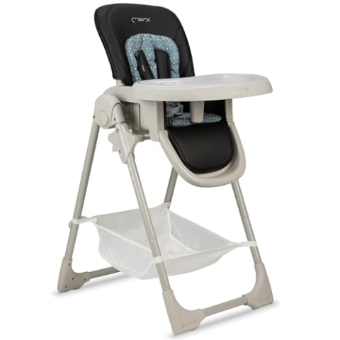 MoMi GOJO Kinderhochstuhl für Babys und Kinder von 6 bis 36 Monaten (max. 15 kg Körpergewicht), klappbar, 5-Punkt-Sicherheitsgurt, mit Tablett und Rollen.