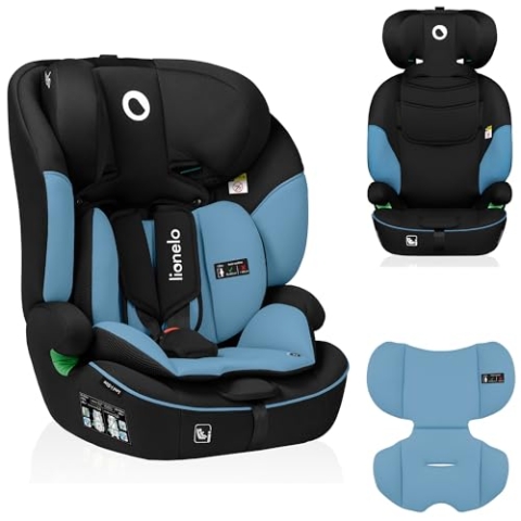 LIONELO LEVI I-SIZE 76-150 cm Kinderautositz, Gruppe 1 2 3, Seitenschutz, 10 Grad Kopfstützenverstellung Bequeme Armlehnen Verstellbare Rückenlehne, R129 i-Size