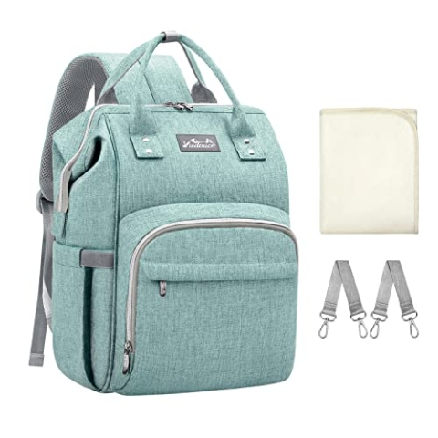 Viedouce Baby Wickelrucksack Wickeltasche Babytasche,Wasserdicht Oxford Große Kapazität für ausgehen,Multifunktional zum Rucksack mit 1 Stück Wickelauflage und 2 Kinderwagengurten (Cyan)