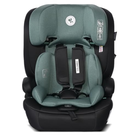 Lorelli Auto Kindersitz Colombo i-Size, mitwachsender Autositz für Kinder von 76-150 cm, Babysitz, Autokindersitz, Einstellbare Kopfstütze, 5-Punkt-Sicherheitsgurt, grün