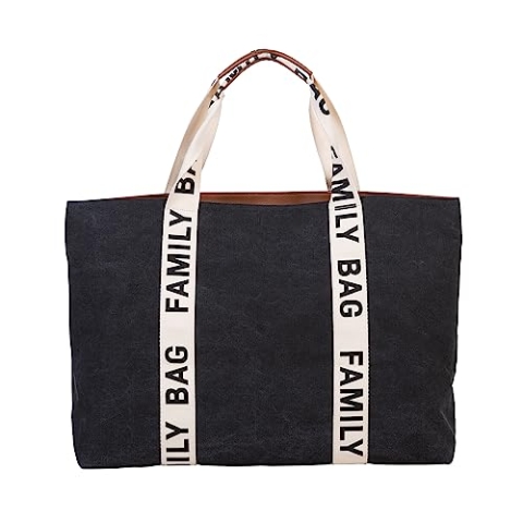 CHILDHOME, Family Bag, Wickeltasche, Reise-/Wochenendtasche, großes Fassungsvermögen, abnehmbare Tasche inklusive, Schwarz, Signature Collection