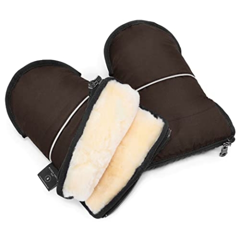 Lammfell Handwärmer von WERNER CHRIST BABY – GLOVY Handschuhe sind der ideale Kinderwagen-Muff aus medizinischem Fell, warmer universaler und wasserabweisender Handmuff, in Chocolate (braun)
