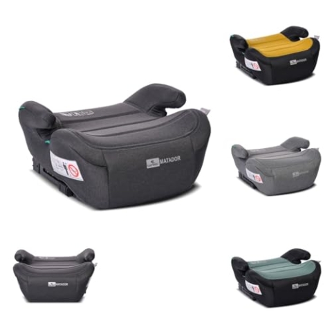 Lorelli Sitzerhöhung i-Size Matador (125-150cm) Kindersitz, Isofix, Armlehne, Farbe:schwarz