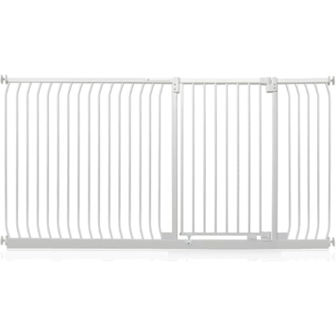 Safetots Extra Hohes Elite Sicherheitsschutzgitter, 198cm - 207cm, Matt Weiß, Extra hohe 96.8cm Höhe, Treppenschutzgitter mit Druckmontage, Sicherheitsbarriere, Einfache Installation