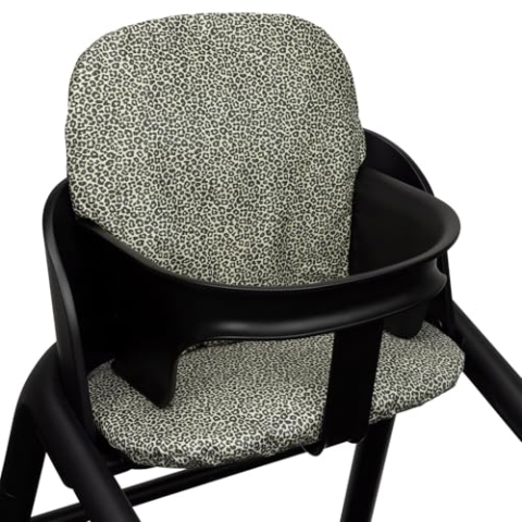 Ukje Cushion 2-teilig Set kompatibel mit dem Bugaboo Giraffe Hochstuhl - ideal für Babys von 6 bis 36 Monaten - 100% Oeko-Tex Baumwolle - Wasserdichtes Futter - Handgefertigt in EU (Sand Leopard)