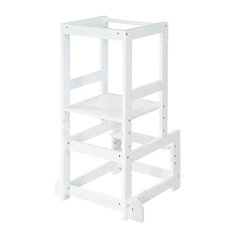 roba Lernturm nach Montessori - Sicherer Tritthocker für Kinder - Ideal als Küchenhelfer - Bis 80 kg belastbar - Holz weiß
