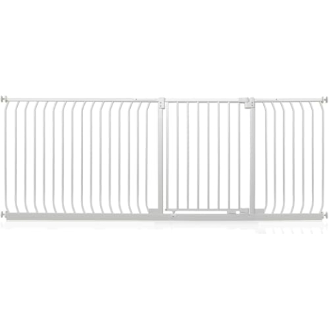 Safetots Elite Sicherheitsschutzgitter, 216cm - 225cm, Mattweiß, Treppenschutzgitter mit Druckmontage, Sicherheitsbarriere, Einfache Installation