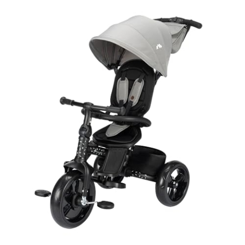 Bebeconfort Windy, Dreirad mit Schubstange, 10 Mon. bis 4 Jahre, 0–25 kg, auf das Kind einstellbar, bequemer Wendesitz, schützendes Verdeck, kompakt zusammenklappbar, Fahrrad Kinder, Tinted Grey