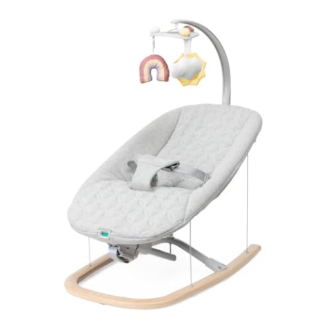 Chicco Sdraietta Zen Wave, Wippe für Neugeborene von 0 bis 6 Monaten, Natürliche Bewegung, Ohne Batterien, mit Spielbogen, Kompakt, Zusammenklappbar