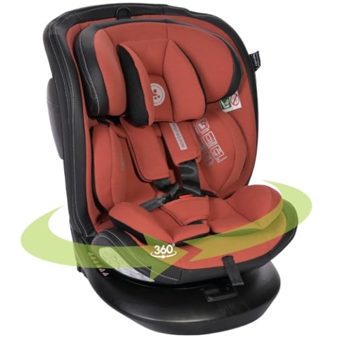 Lorelli Auto Kindersitz Aviator, Mitwachsender Autositz mit Isofix i-Size 40-150cm - Gruppe 0+/1/2/3 (0-36 kg), Babysitz ab Geburt, 360 Grad drehbar, 5-Punkt-Gurt, Einstellbare Kopfstütze, ginger