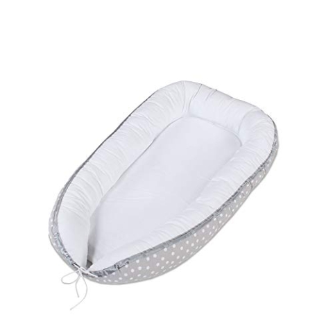 babybay Kuschelnest, perlgrau Punkte weiß