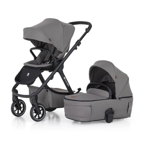 Petite&Mars 2in1 Kombikinderwagen ICON * für Kinder bis 22 kg * multifunktional Buggy * Kinderwagen mit Babywanne * 2-in-1-Kinderwagen * Adapter (Lite Dove Grey RWS)
