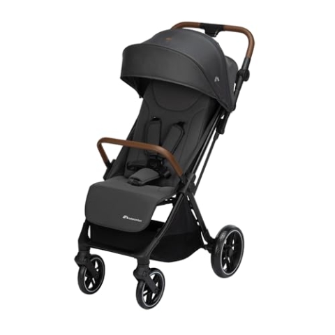 Bebeconfort Indra, Kinderwagen, 0–4 Jahre (22 kg), Schnell automatisch klappbarer Kinderwagen, Integr. Federung, Klein zusammenklappbar, Flache Liegeposition, Mit Autositz kompatibel, Mineral Graphite