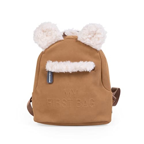 CHILDHOME, Kinderrucksack Baby, Schule, Kindergarten, Krippe, Zwei Fächer, Lunchbag/Flaschen geeignet, Abnehmbare Sicherheitsschnalle, Wasserabweisend, My First Bag, Suede