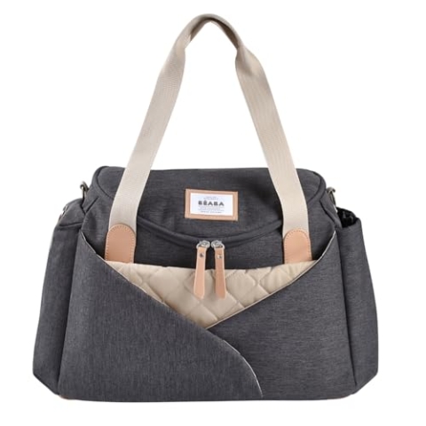 BÉABA, Wickeltasche Sydney, Modular, Großes Fassungsvermögen, Vielfältige Verstauungsmöglichkeiten, Kokon-Wickelfläche, Isoliertasche für Essen, Kinderwagenbefestigungssystem, Tragegriffe, Dunkelgrau