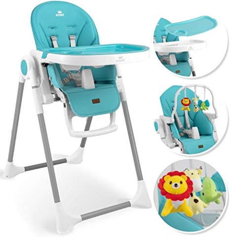 KIDIZ® 3in1 Hochstuhl Kinderhochstuhl inkl. Spielbügel, Babyliege, Kombihochstuhl Babyhochsitz,7 höhenverstellbar Verstellbare Rückenlehne, mitwachsend ab 0 Monate bis 6 Jahre Babystuhl, Türkis