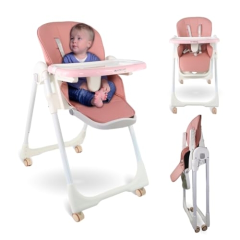 Mobiclinic® kids, Hochstuhl für babys, Evolutionär, Faltbar, Umwandelbar in kleinkinder, Simba, Gurt mit 5 fixpunkten, Räder bremsen, Abnehmbares tablett, Textilien waschbar