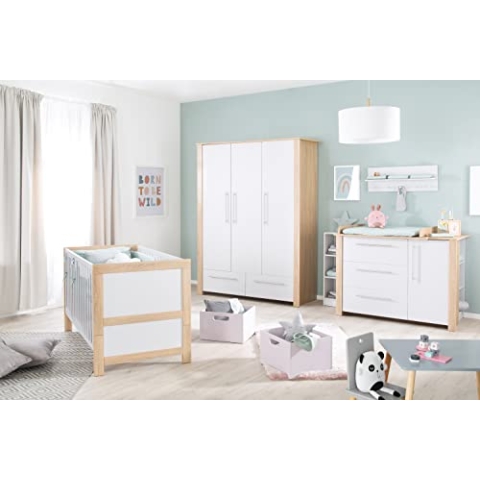 roba Kinderzimmerset 'Matilda', inkl. Baby-/Kinderbett 70 x 140 cm, Kleiderschrank und Wickelkommode, lichtgrau
