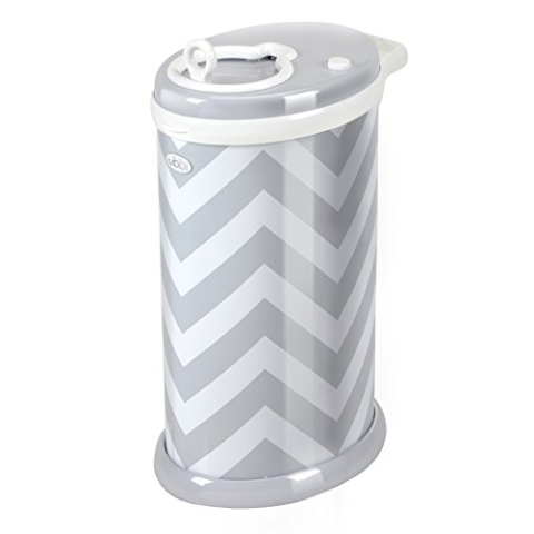 Ubbi Steel Diaper Pail, Odor Locking, No Special Bag Required, Award-Winning, Registry Must-Have, Grey Chevron