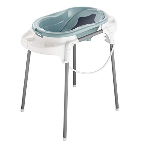 Rotho Babydesign TOP Badestation - wasserdicht - gross - Babybadestation - Babybadewanne - Babywanne mit Gestell - Babypflegeset - türkis