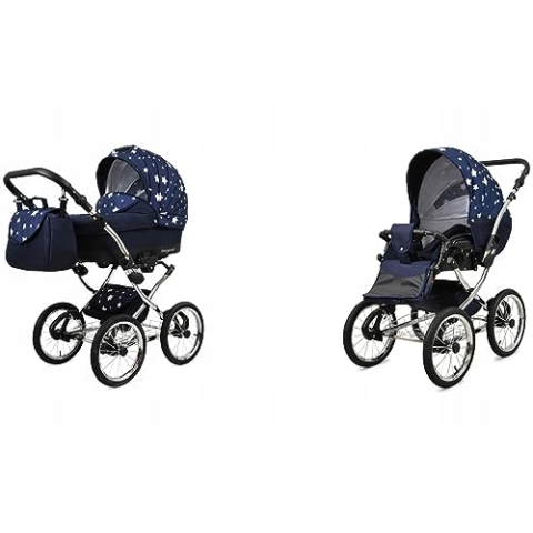 BabyLux® Bambimo Kinderwagen Set 2 in 1 - Margaret Exclusive - incl. Babywanne, Buggy Sportsitz - Kinderwagenset - Kombikinderwagen mit Wickeltasche, Regenschutz, Moskitonetz, Cupholder usw.