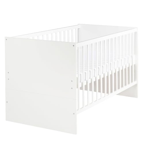 roba Kombi-Kinderbett 'Anton' 70 x140 cm, Babybett umbaubar zum Juniorbett, inkl. Umbauecken, 3-fach höhenverstellbar, 3 Schlupfsprossen, weiß