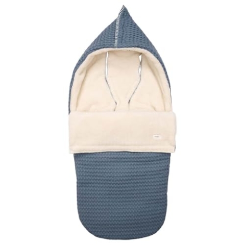 Koeka Kinderwagen Buggy Fußsack - Mit Teddy Gefüttert - Mit Kapuze - Oslo - Aus Baumwolle - Abwaschbar - Blau - Einheitsgröße