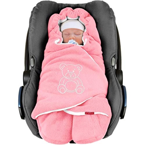 BYBOOM Baby Einschlagdecke für Babyschale, Universal Winter Decke/Kuscheldecke/Fußsack für Kindersitz, Kinderwagen oder Buggy, flauschig, kuschelig-warm, gemütlich und sehr weich