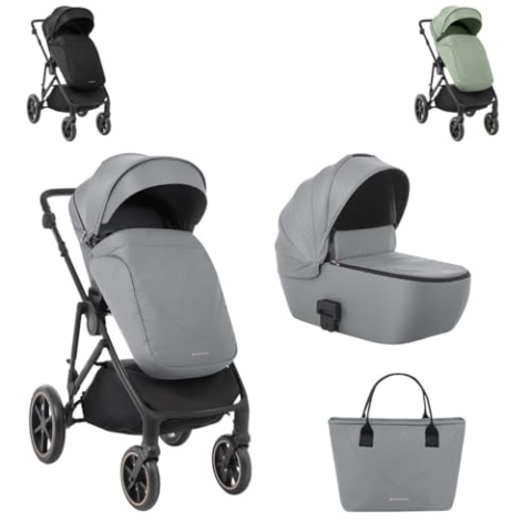 Kikkaboo Kinderwagen Thea 2 in 1 EVA-Räder verstellbarer Schiebegriff Babywanne, Farbe:grau