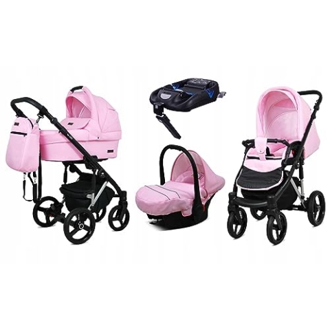 BabyLux® Kinderwagen Set 4 in 1 - UZO - incl. Babywanne, Buggy Sportsitz, Auto-Babyschale, ISOFIX-Basisstation - Autositz - Kinderwagenset - Kombikinderwagen mit Wickeltasche usw.