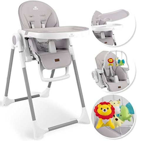 KIDIZ® 3in1 Hochstuhl Kinderhochstuhl inkl. Spielbügel, Babyliege, Kombihochstuhl Babyhochsitz,7 höhenverstellbar Verstellbare Rückenlehne, mitwachsend ab 0 Monate bis 6 Jahre Babystuhl, H. Grau