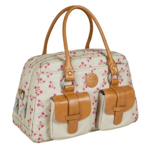 LÄSSIG Baby Wickeltasche Babytasche Kliniktasche Stylische Tasche Mama inkl. Wickelzubehör/Vintage Mero Bag, Rosebud Fairytales