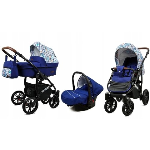 BabyLux® Bambimo Kinderwagen Set 3 in 1 - Optimal - incl. Babywanne, Buggy Sportsitz, Auto-Babyschale - Autositz - Kinderwagenset - Kombikinderwagen mit Wickeltasche, Regenschutz usw.