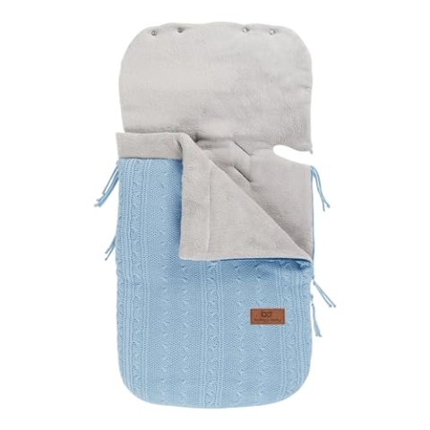Baby's Only - Fußsack Autositz 0+ Cable - Weich gefüttert - aus Baumwolle - Modernen Look - Für 5- und 3-Punkt-Gurten - Baby Blau
