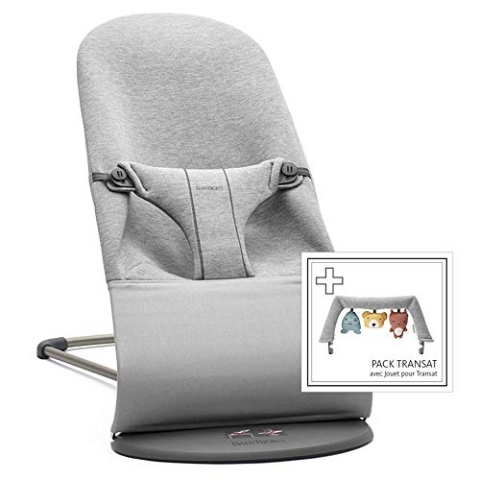 BabyBjörn Babywippe Bliss,3D Jersey, Hellgrau, inklusive Spielzeug für Babywippe, Weiche Freunde