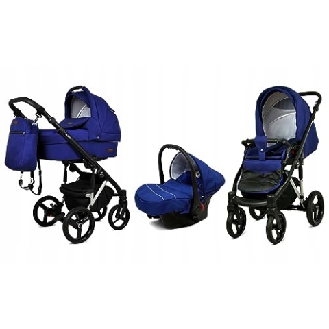 BabyLux® Bambimo Kinderwagen Set 3 in 1 - UZO - incl. Babywanne, Buggy Sportsitz, Auto-Babyschale - Autositz - Kinderwagenset - Kombikinderwagen mit Wickeltasche, Regenschutz usw.