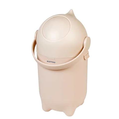 Nattou Windeleimer Dropy, Geruchsdicht, Einfaches Öffnen mit einer Hand, 49,5 x 28 cm, Polypropylen/ABS, Beige