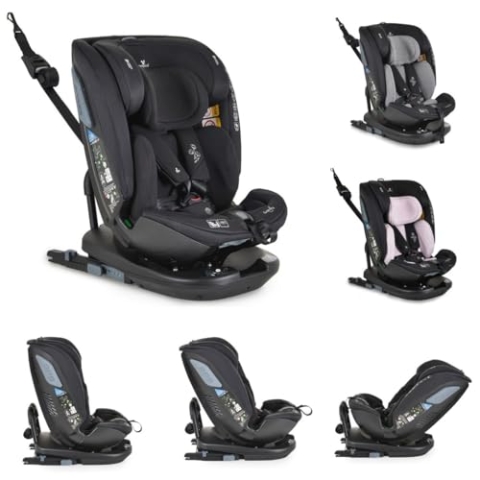 Cangaroo Kindersitz Gravity i-Size (40-150cm) Sitz drehbar, Kopfstütze, Isofix, Farben:schwarz