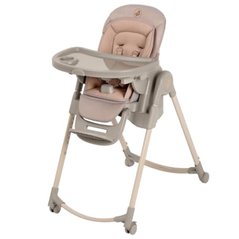 Maxi-Cosi Minla Plus Kinderhochstuhl Mitwachsend, 0–14 Jahre, 0–60 kg, Hochstuhl Baby, einer Hand drehbaren Tabletts, 4 Rädern, 9 Höhenstufen, 5 Neigungspositionen, kompakt faltbar, Elegance Terra