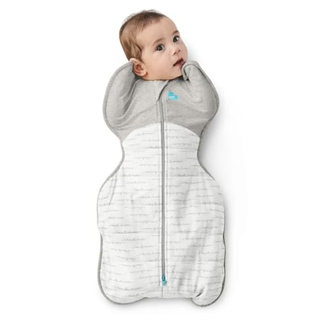 Love To Dream Pucksack, Baby Erstausstattung, ideal für kühle Temperaturen (16-20°C), Arme hoch Position, zweiweg-Reißverschluss für einfaches Windelwechseln, Träumer Weiß, Mittel (6-8.5kg)