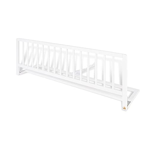 PINOLINO Comfort Bettschutzgitter für Kinder - Klappbar, Buche Massivholz, Weiß Lackiert, 115x40x32cm, Sicherer Rausfallschutz, Keine Montage