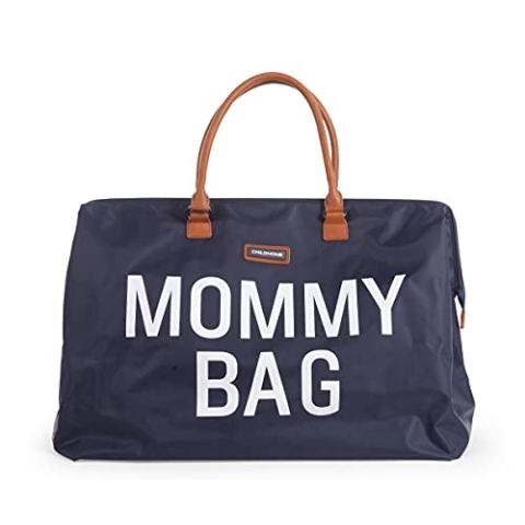Childhome, Mommy Bag, Wickeltasche, Mutterschaft, Reisetasche, Großes Fassungsvermögen, Wickelunterlage, Verstellbarer Schulterriemen, Unterteilt, Isoliertasche, Kofferdurchführung, Marineblau/Weiß